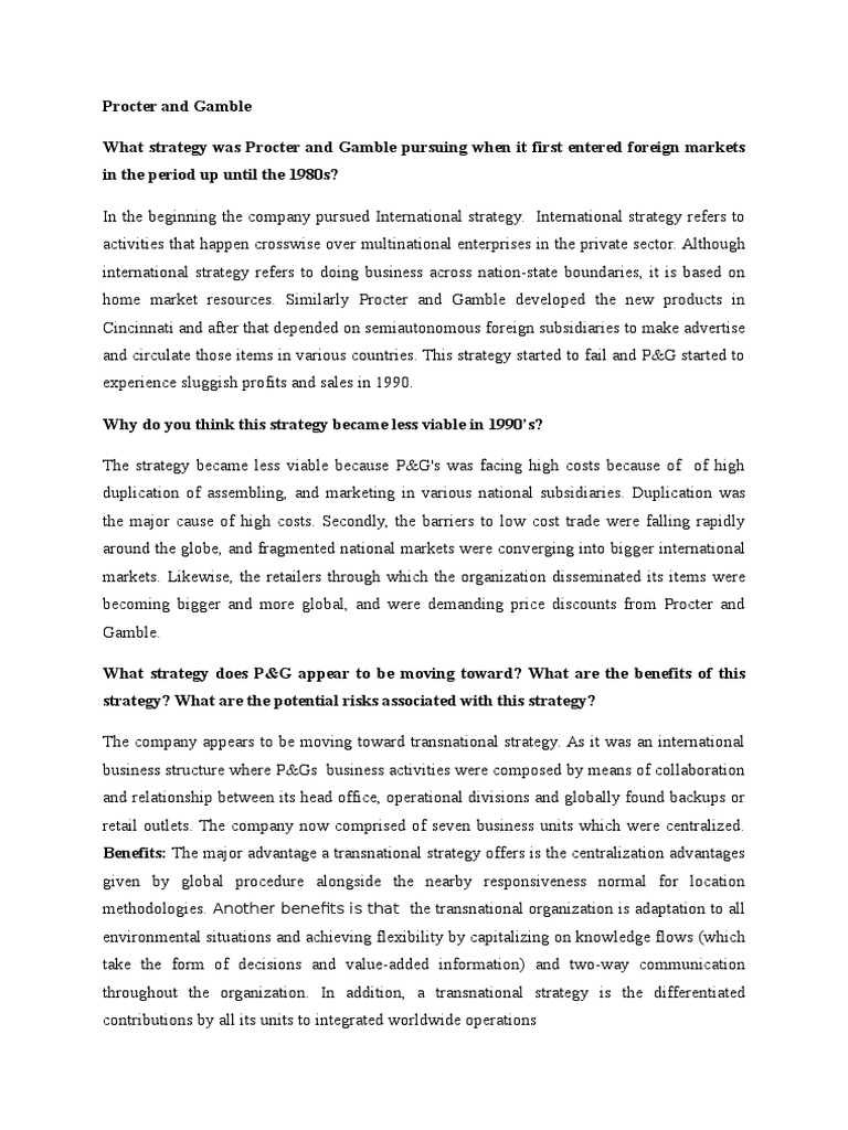 Procter and gamble case study 2011 picture