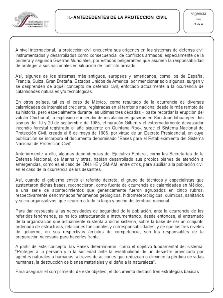 Antecedentes de La Proteccion Civil (1)  Federación  Gobierno