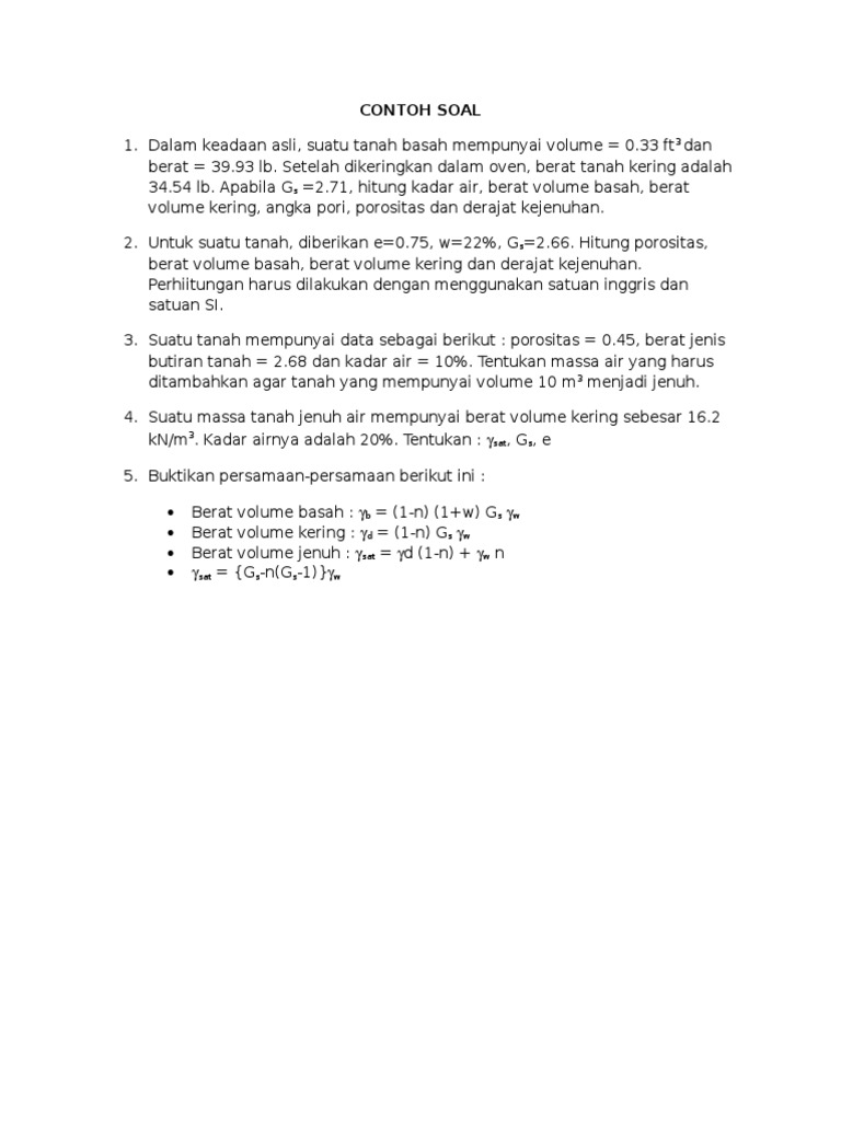 Contoh Soal Komposisi Tanah