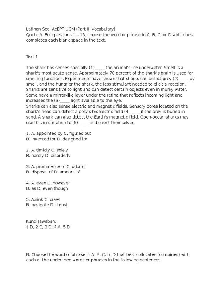 Latihan Soal Acept Ugm 1