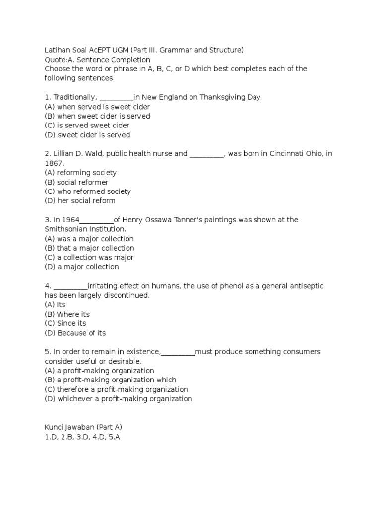 Latihan Soal AcEPT UGM 2