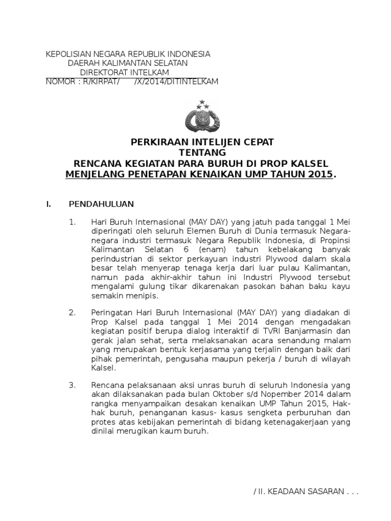 Perkiraan Intelijen Contoh Laporan Intelijen Nusagates