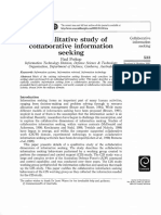 Prekop 2002 A Qualitative Study of Collaborative Information Seeking