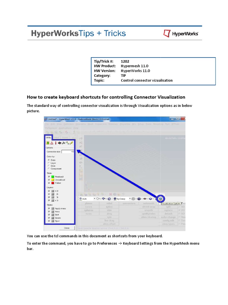 Keyboard Shortcuts for Connector Visualization | PDF