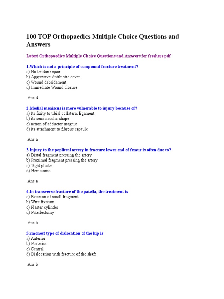 FRCS ORTHOPAEDICS MCQ intelligence overview