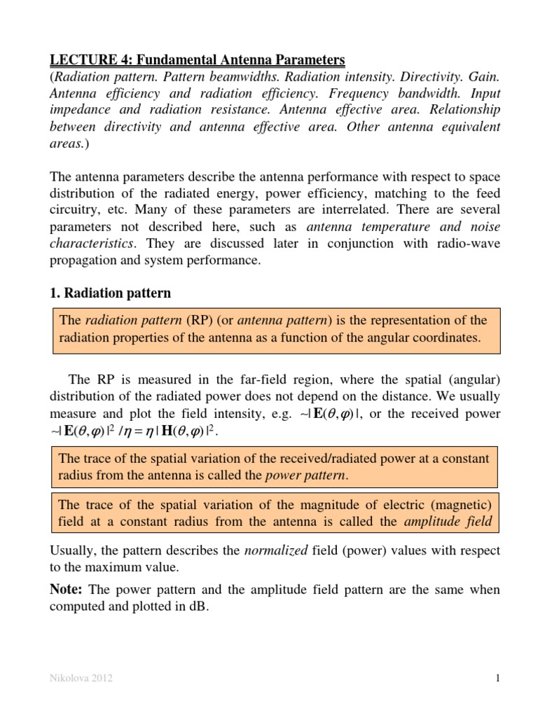 Antenna Efficiency and Radiation Patterns | PDF | Antenna (Radio ...