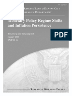 Monetary Policy Regime Shifts Lower US Inflation Persistence