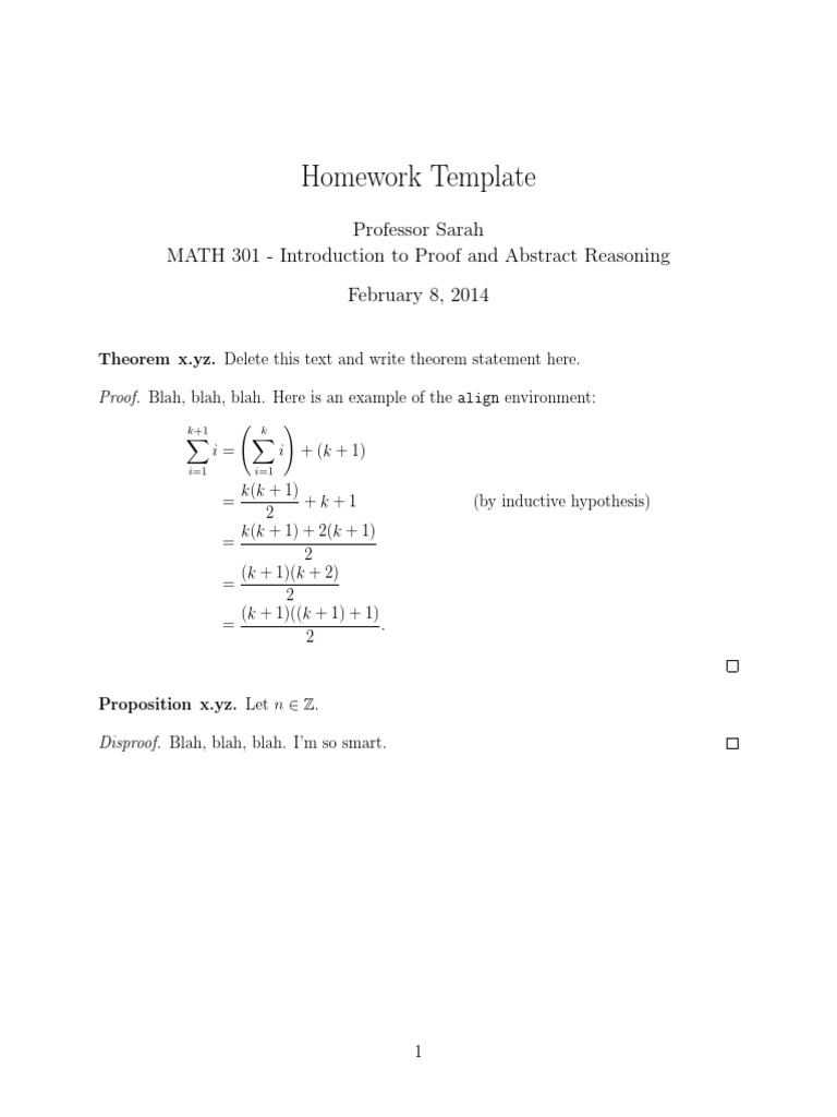 MATH 301 Homework Template | PDF | Language Arts & Discipline | Science ...