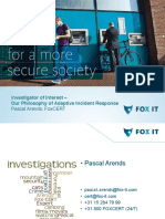 Investigator of Interest - ! Pascal Arends, Foxcert: Our Philosophy of Adaptive Incident Response!
