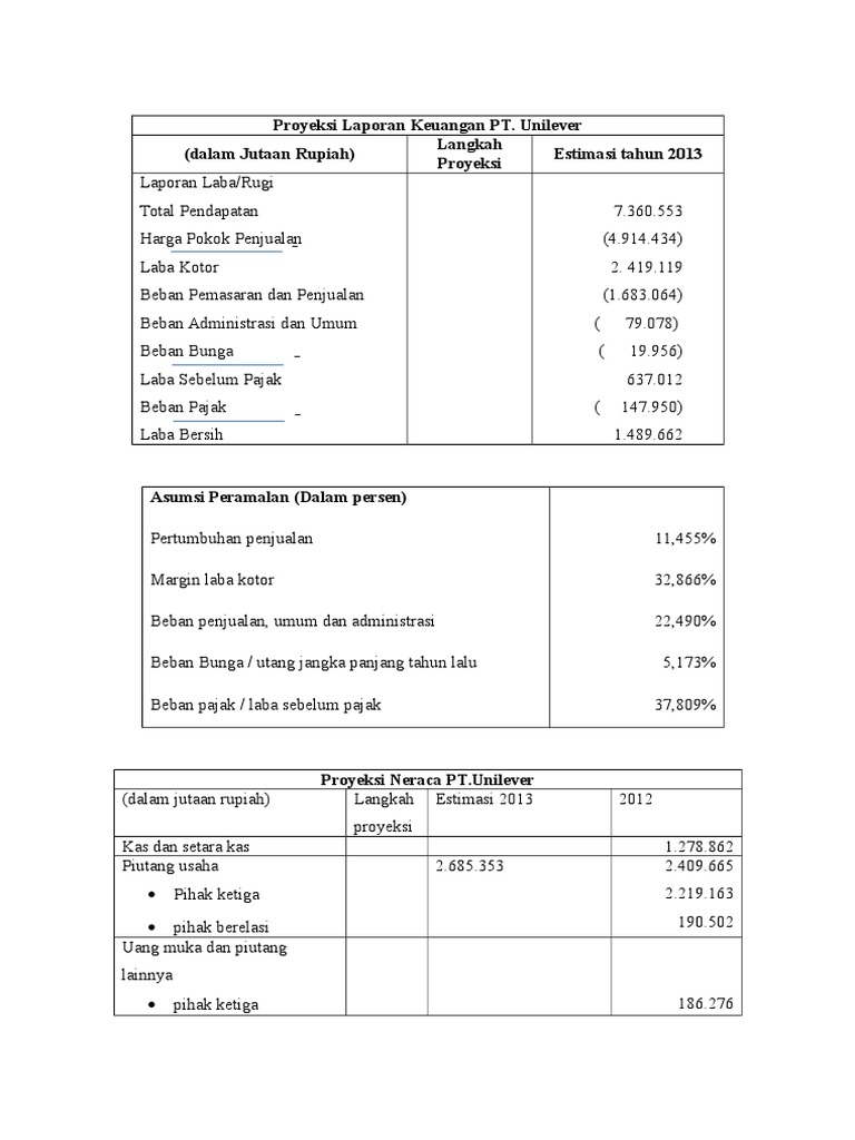 Proyeksi Laporan Keuangan