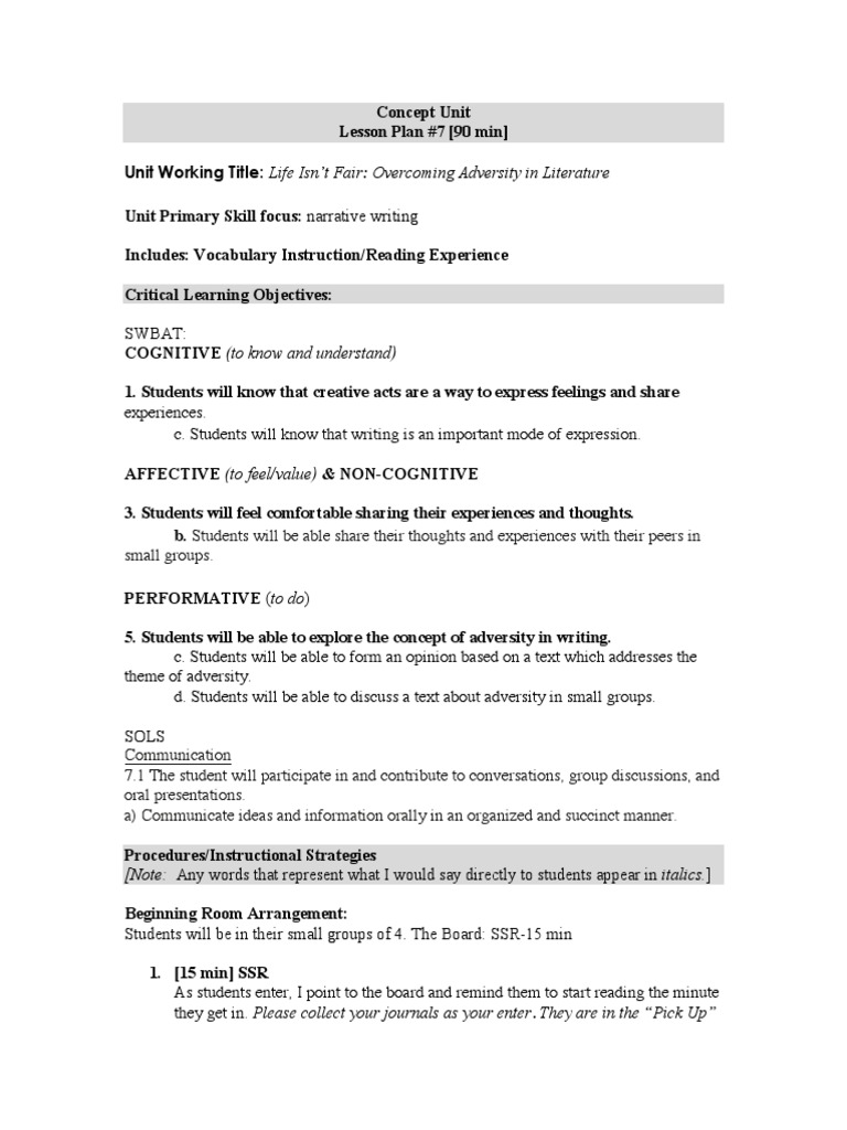 concept unit plan lesson 7 the real | Vocabulary | Conversation