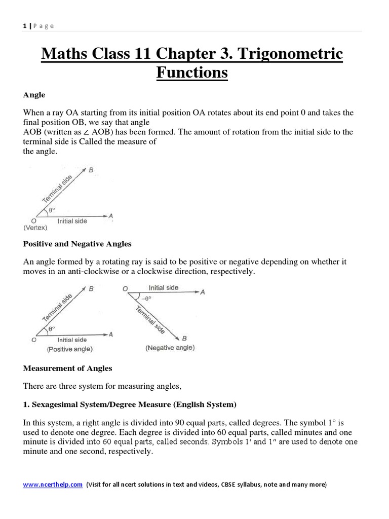 3 Trigonometric Functions | PDF | Trigonometric Functions | Angle