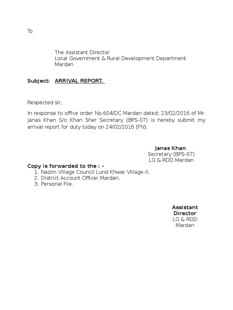 Arrival Reports for LG & RDD Mardan | PDF