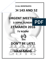 Batch 143 and 52 Urgent Meeting 27 MARCH 2016: 3:30PM, SUNDAY TV Room