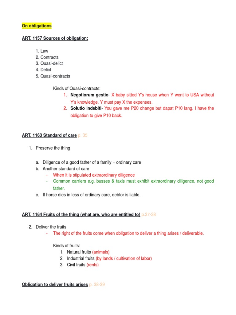 Understanding Obligations and Contracts | PDF | Law Of Obligations ...