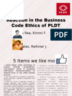 Reaction in The Business Code Ethics of PLDT: Dela Rea, Kimmi F