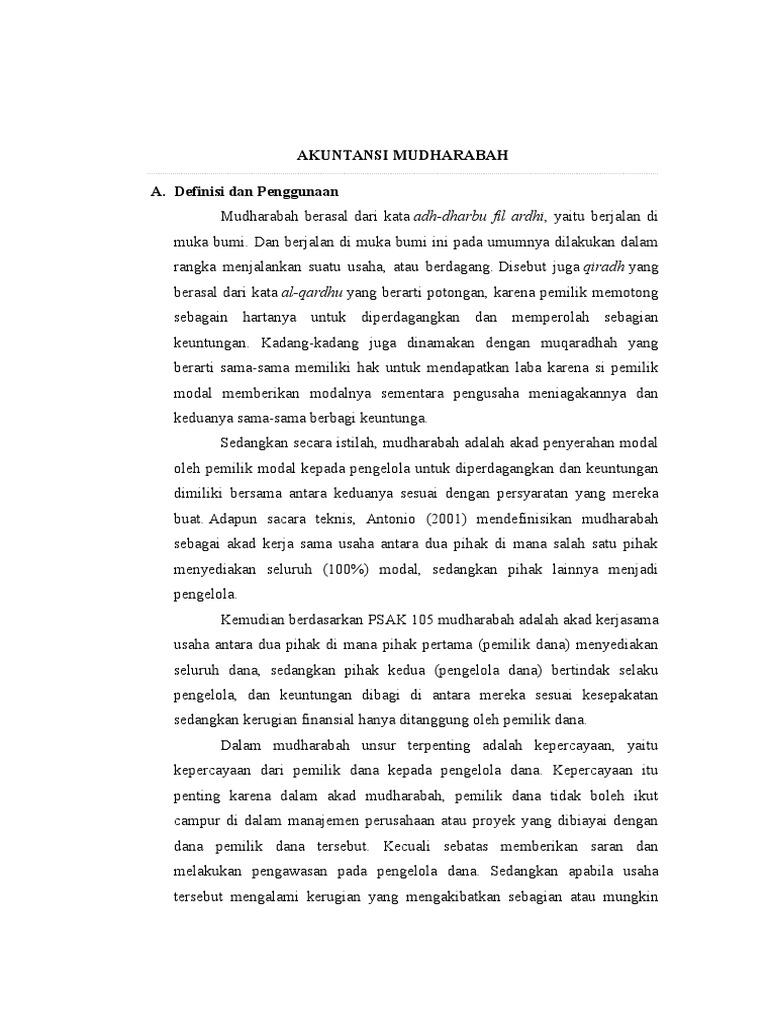 Akuntansi Transaksi Mudharabah