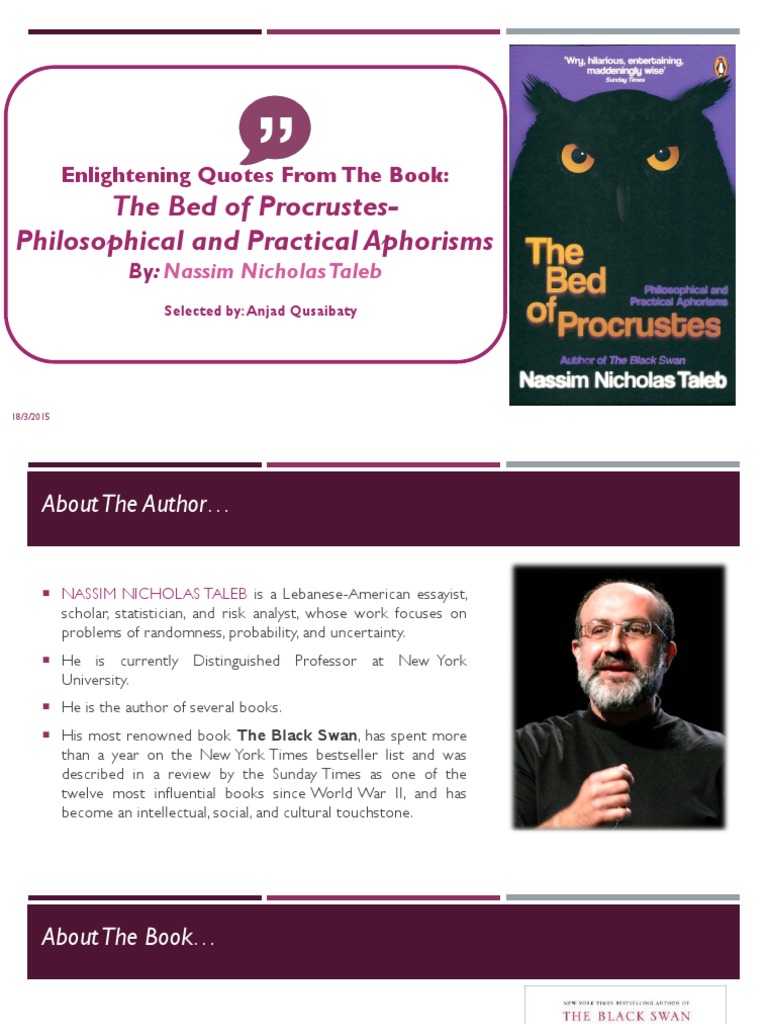 Enlightening Quotes From The Book:The Bed of Procrustes - Philosophical and  Practical Aphorisms By: NassimNicholas Taleb | PDF | Epistemology, image size:768x1024