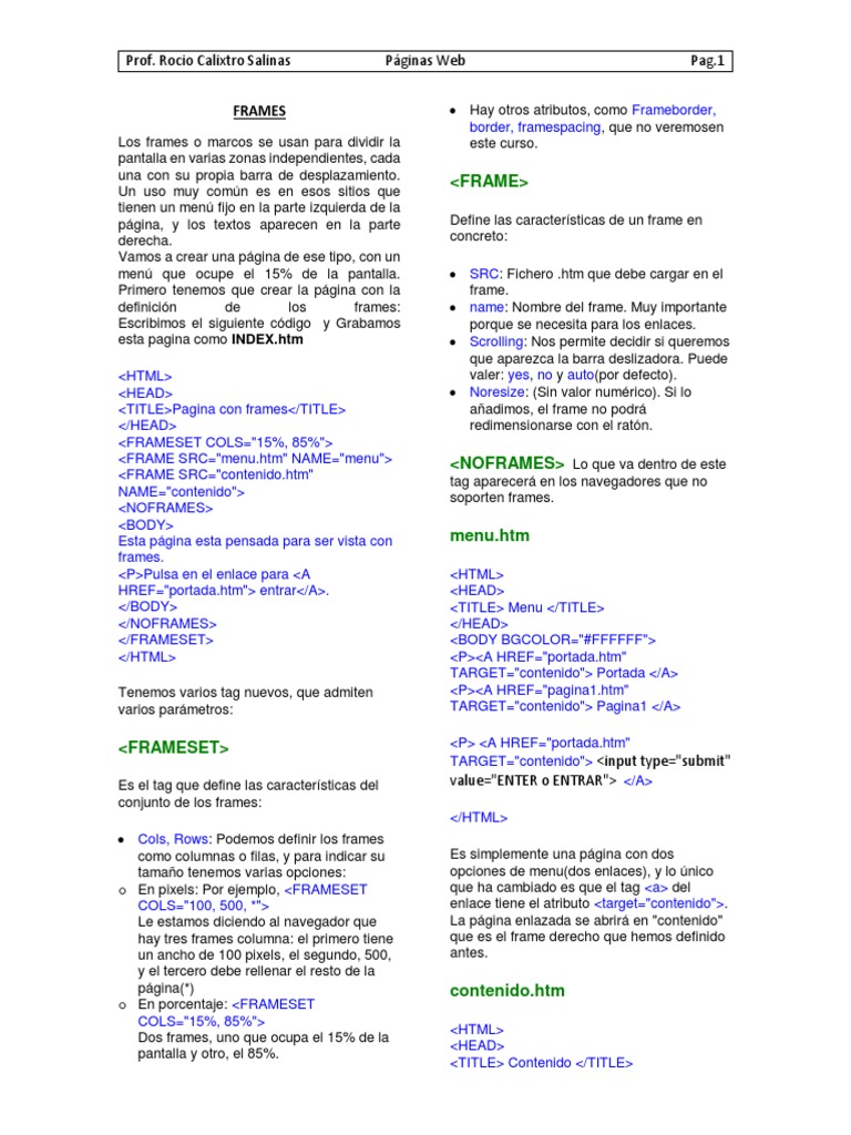 Uso de Frames en HTML | PDF | HTML | Informática