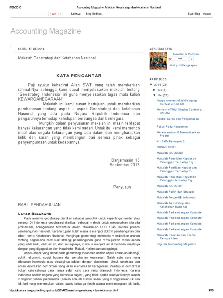 Accounting Magazine Makalah Geostrategi Dan Ketahanan Nasional Pdf