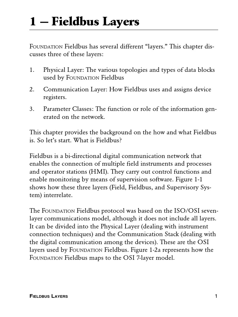 1 Fieldbus Layers Oundation PDF Osi Model Communications Protocols