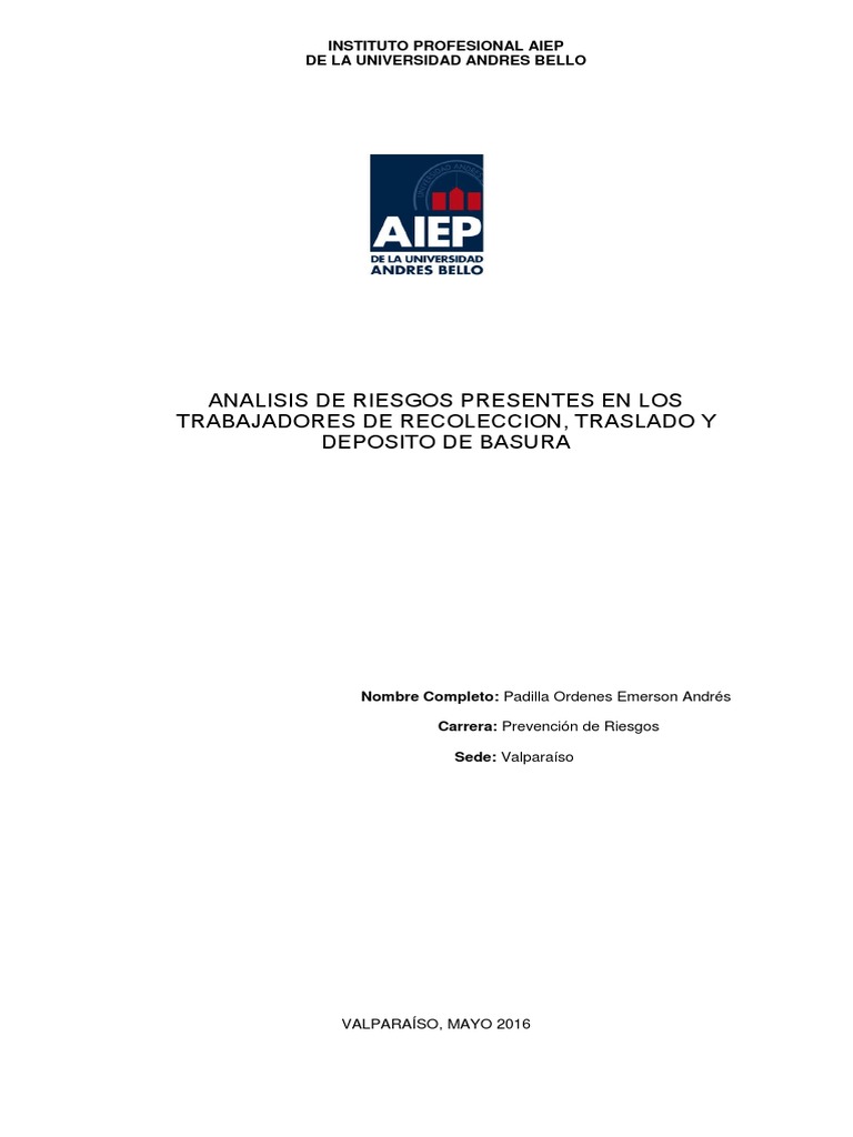 Análisis de Riesgos en Recolección de Basura | PDF | Vertedero | Residuos