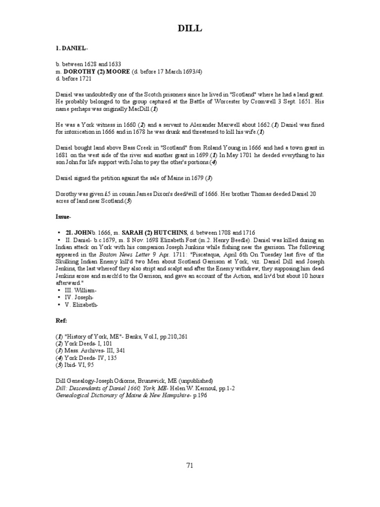 Dill Genealogy PDF Ice Military