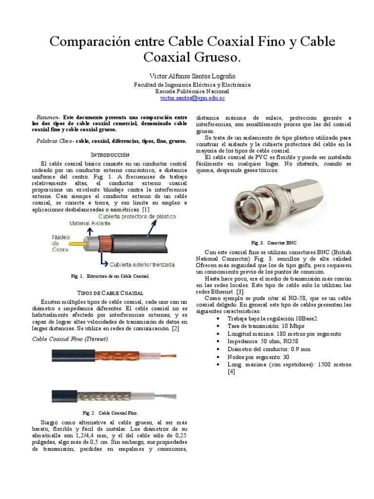 Tipos de Cable Coaxial Cable coaxial Ingenieria Eléctrica