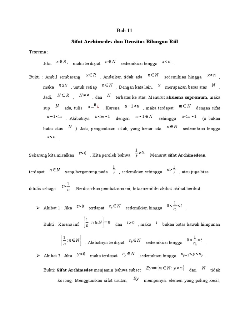 Sifat Archimedes Dan Densitas Bilangan Riil