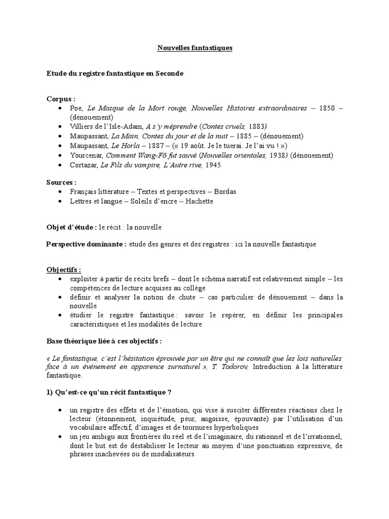 Le Horla Et Six Contes Fantastiques Pdf Nouvelles Fantastiques | PDF | Guy de Maupassant | Lecture (Processus)