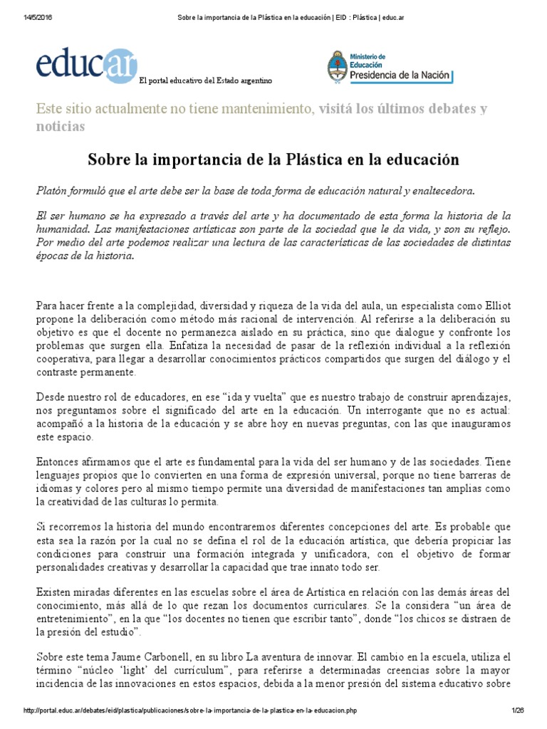 Importancia de la Plástica en Educación | PDF | Educación en artes ...
