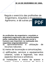 LEI 5194/1966 regula profissões engenharia arquitetura agronomia