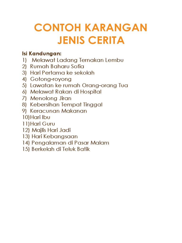 Contoh Karangan Jenis Cerita  PDF