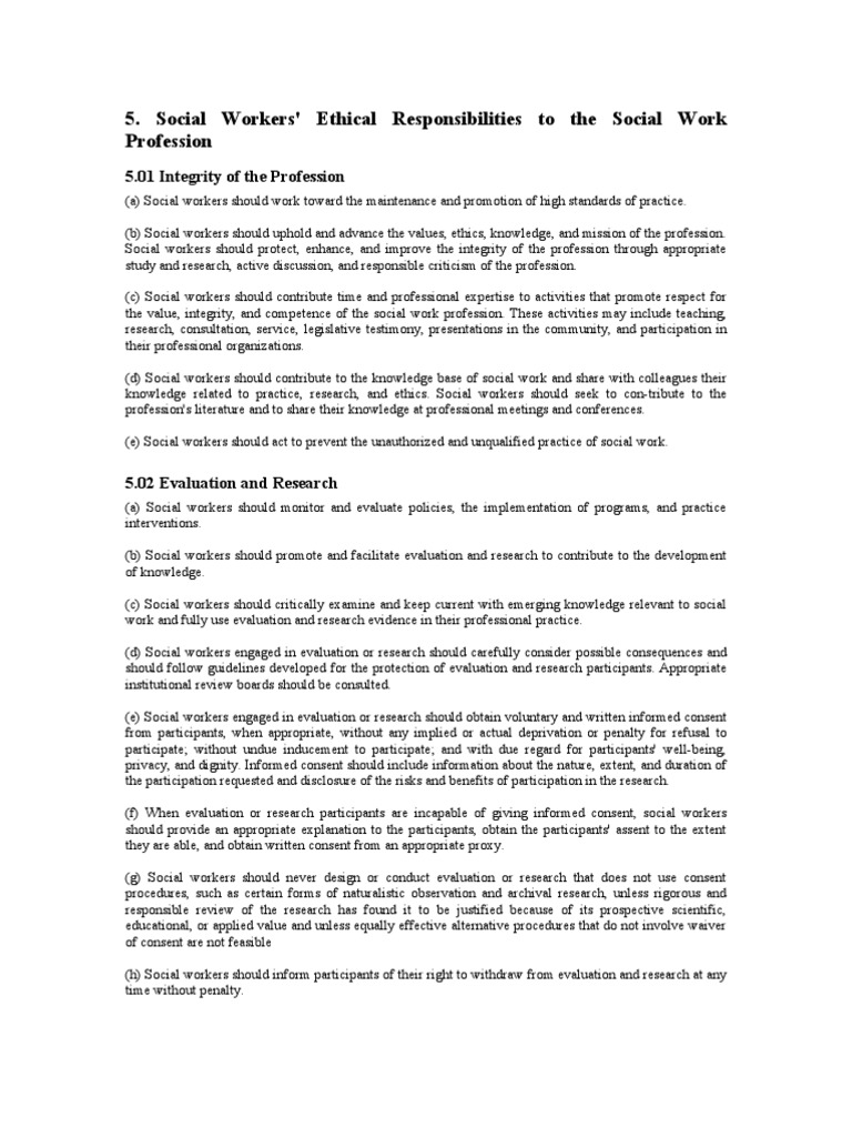 5social Workers Ethical Responsibilities PDF Social Work Informed