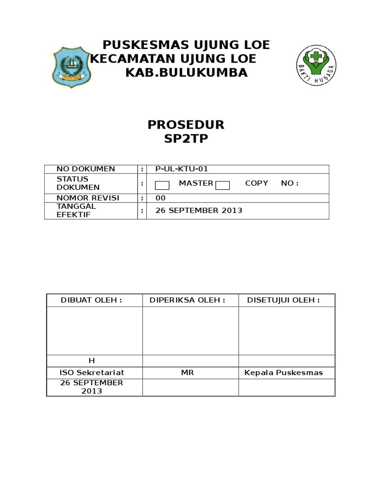 Prosedur SP2TP Puskesmas Ujung Loe | PDF
