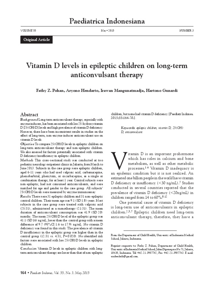 Vitamin D Pada Anak Epilepsi PDF Vitamin D Epilepsy