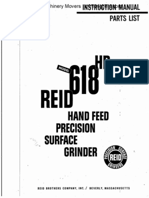 Reid 618HYT HYD & HYD/DF Reid-O-Matic Grinder Operators Manual 