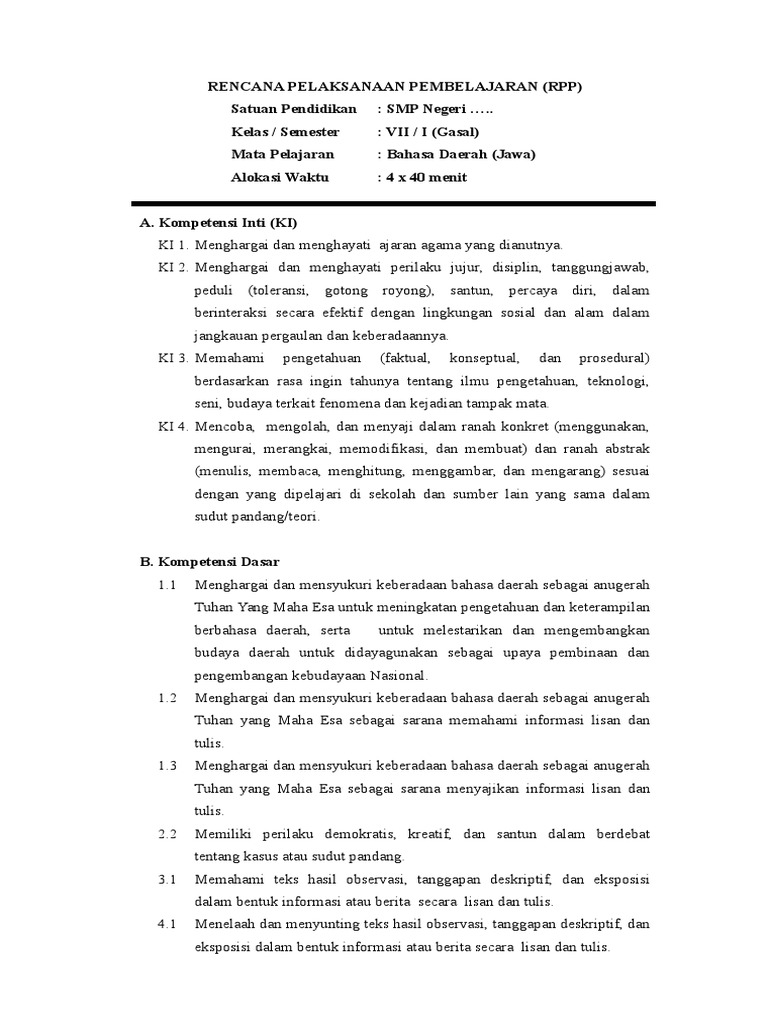 Struktur Teks Tanggapan Deskriptif Dalam Bahasa Jawa