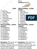 Spelling List 31