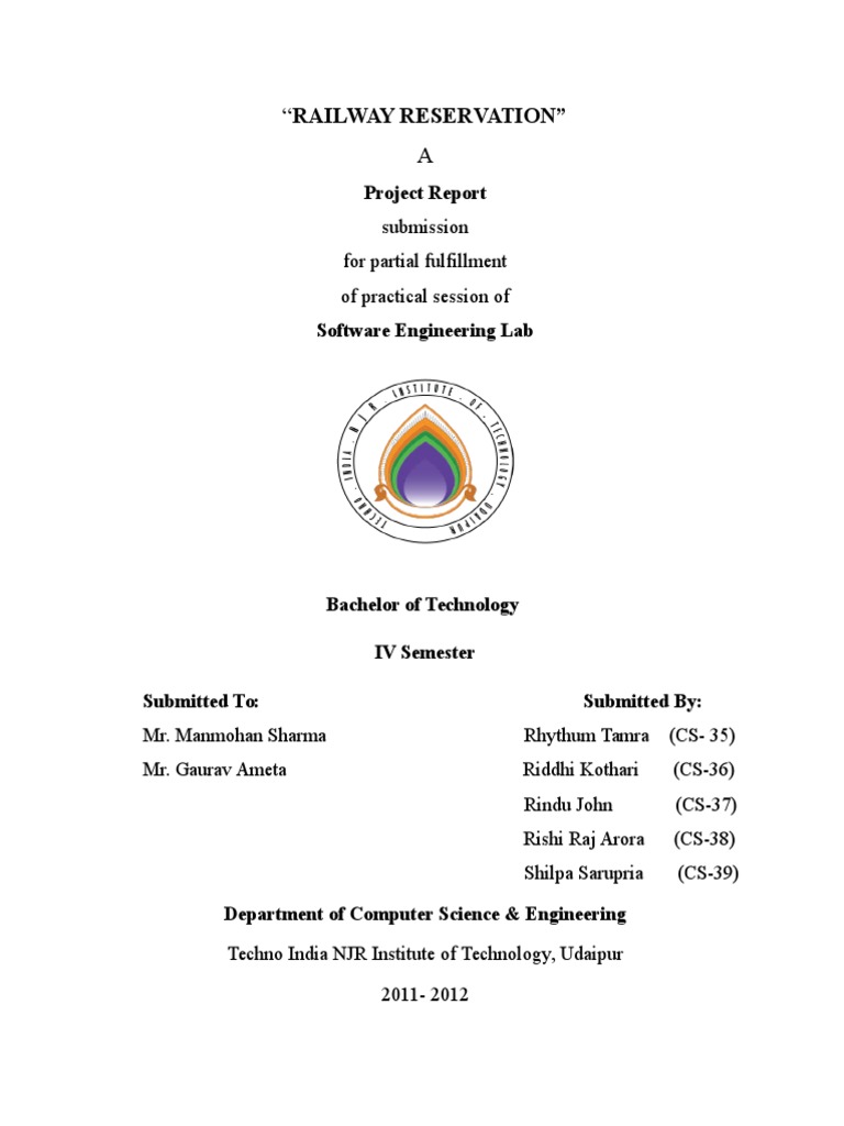 Railway Reservation System Project Report | PDF | Usability | Databases