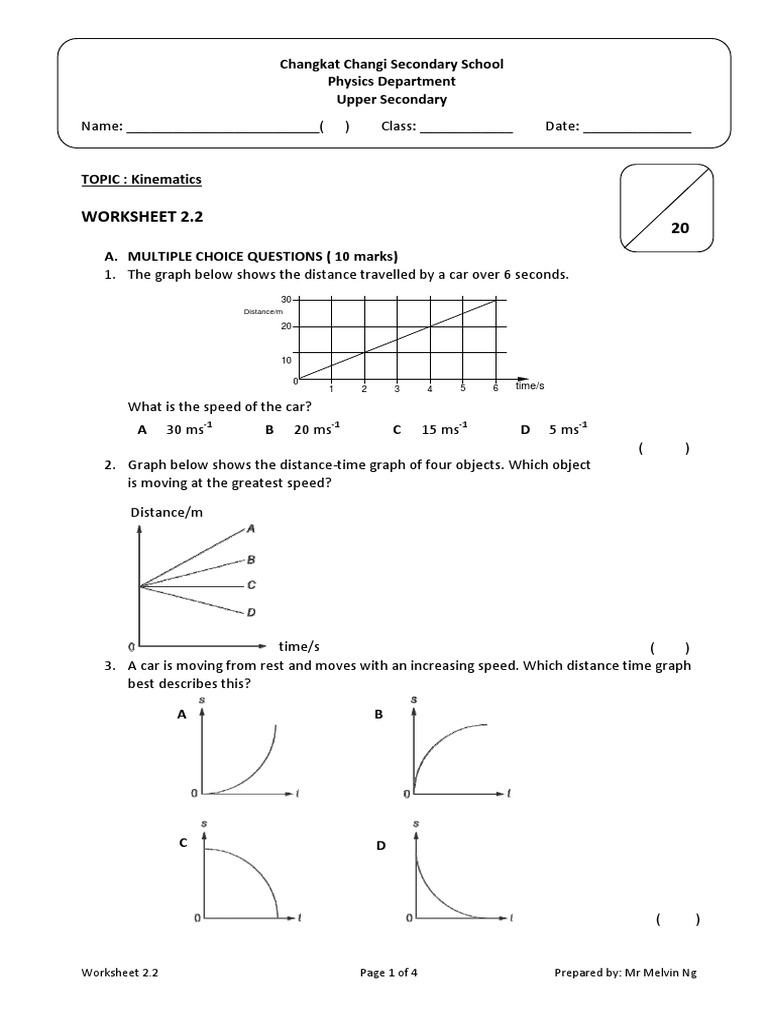 Speed Time Graph Worksheet Speed Acceleration