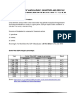 Contribution of Agriculture, Industries and Service Sectorto GDP in Bangladesh From Late 1950