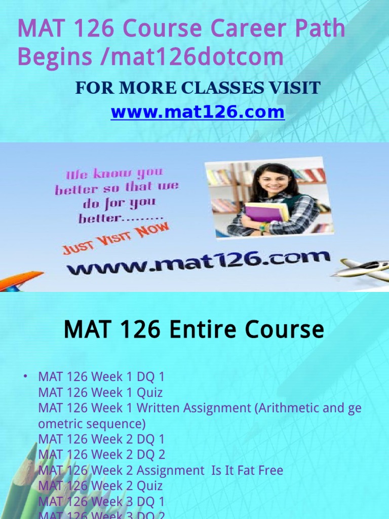 MAT 126 Course Overview and Assignments | PDF | Function (Mathematics ...