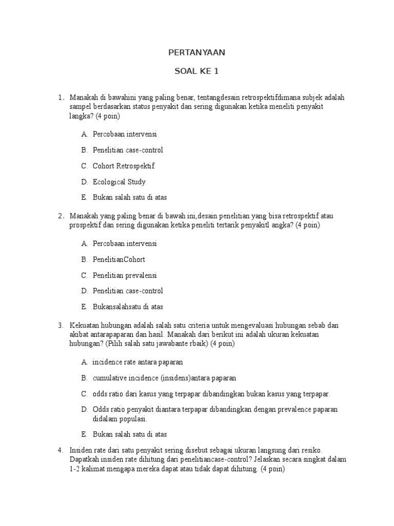 Latihan Soal Epidemiologi
