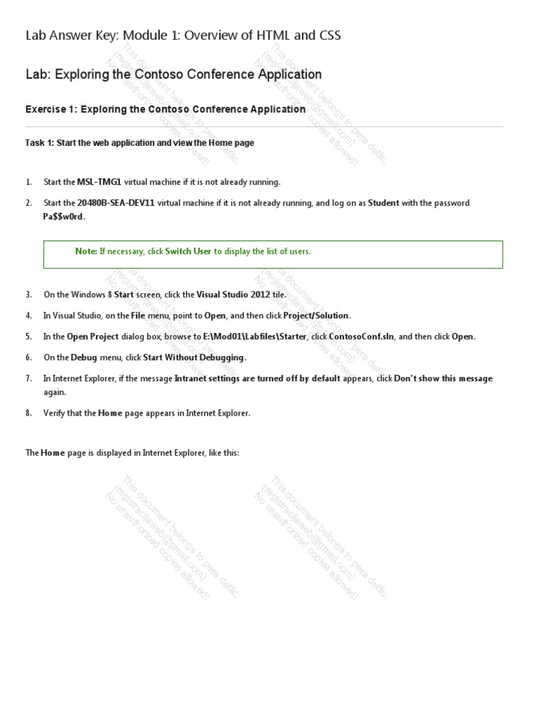 Lab Answer Key - Module 1 - Overview of HTML and CSS | PDF | Cascading ...