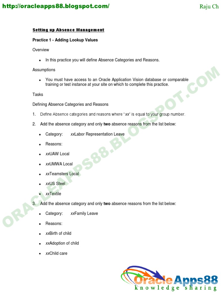 Oracle Absence Management | PDF | Oracle Database | Databases