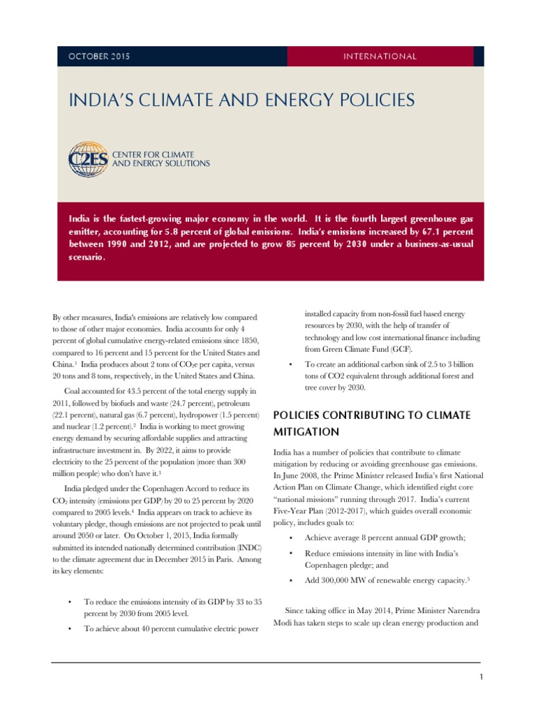 India’s Climate and Energy Strategies | PDF | Renewable Energy | Solar ...