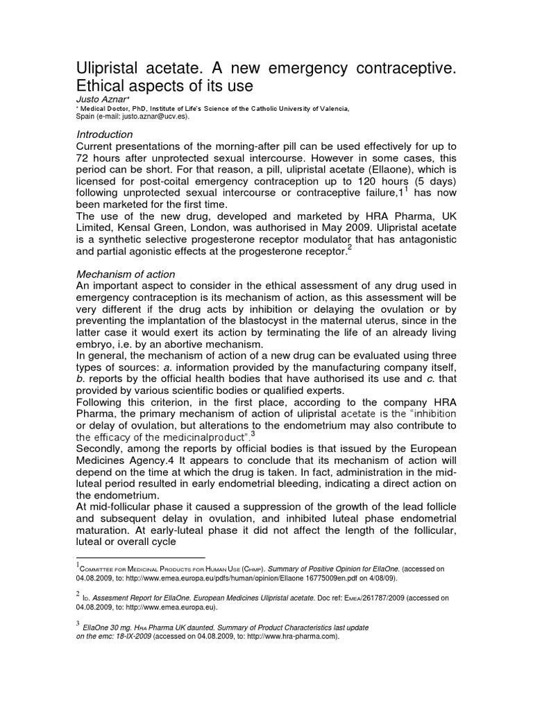 Ulipristal Acetate - A New Emergency Contraceptive | PDF | Implantation ...