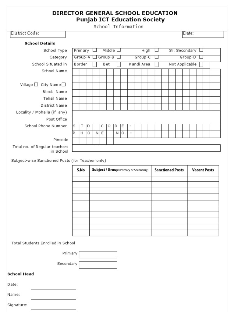 Punjab School Information Document | PDF