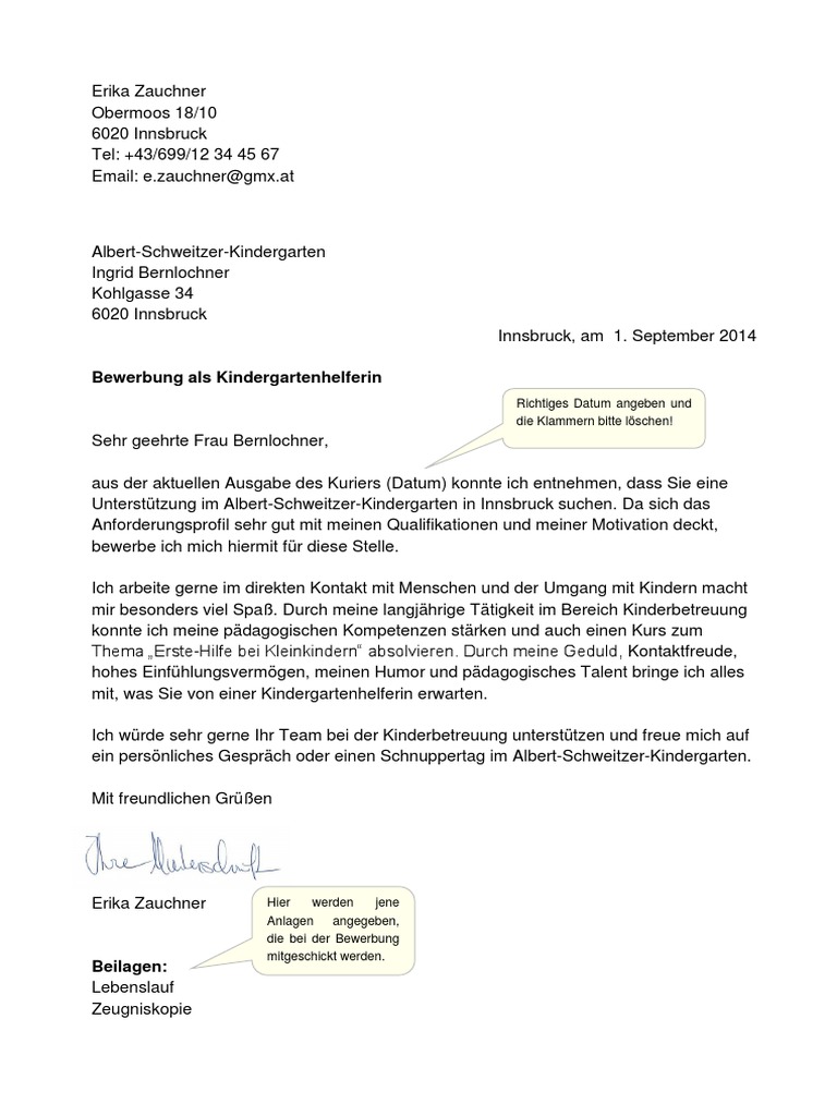  Bewerbungsschreiben Kindergartenhelfer Gq v2 Bildidee 